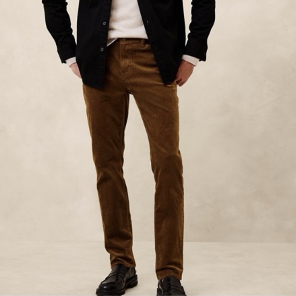 Banana Republic Brown Corduroy Travel Slim Pants NWT 33x32